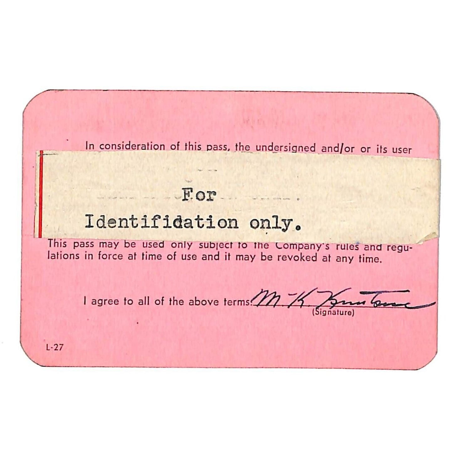 Luckenbach Steamship Company 1954 "All Vessels" Yearly Pass - Scarce VGC