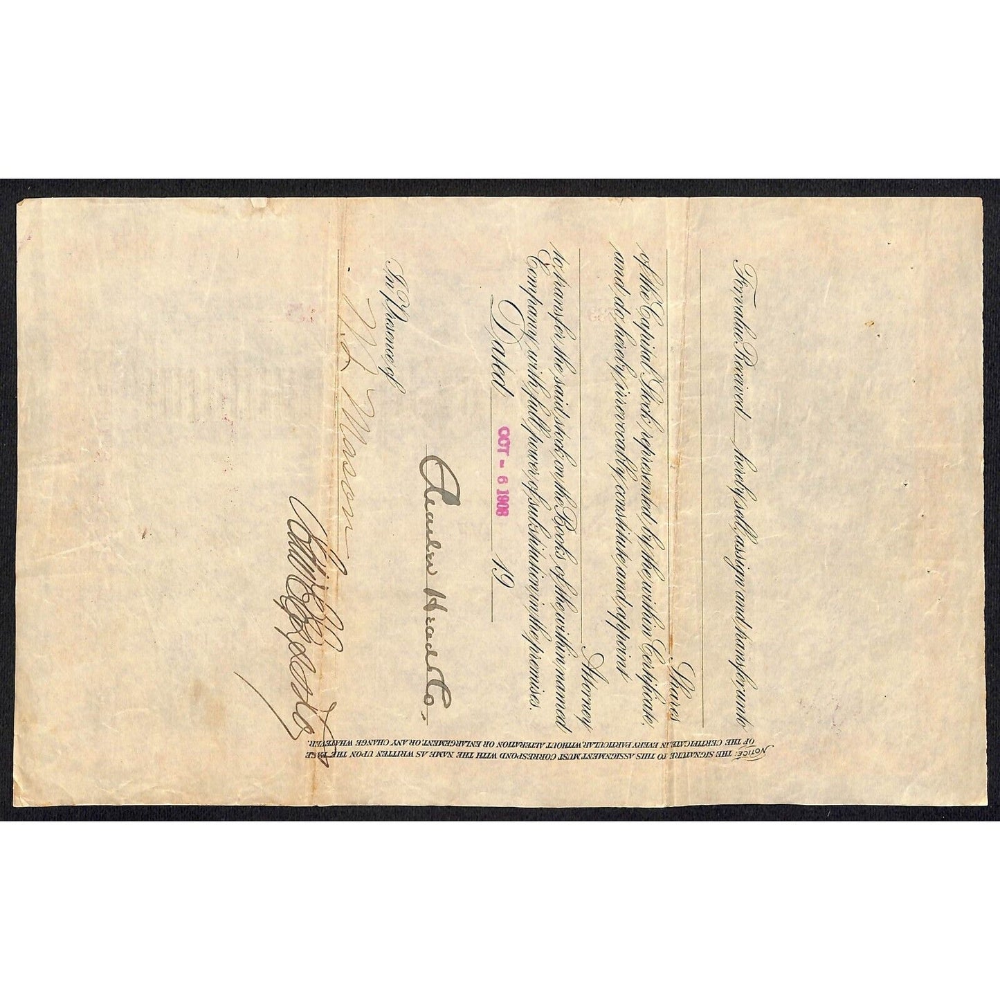 Bay State Gas Company Delaware 1908 Stock Certificate Charles Head & Co.