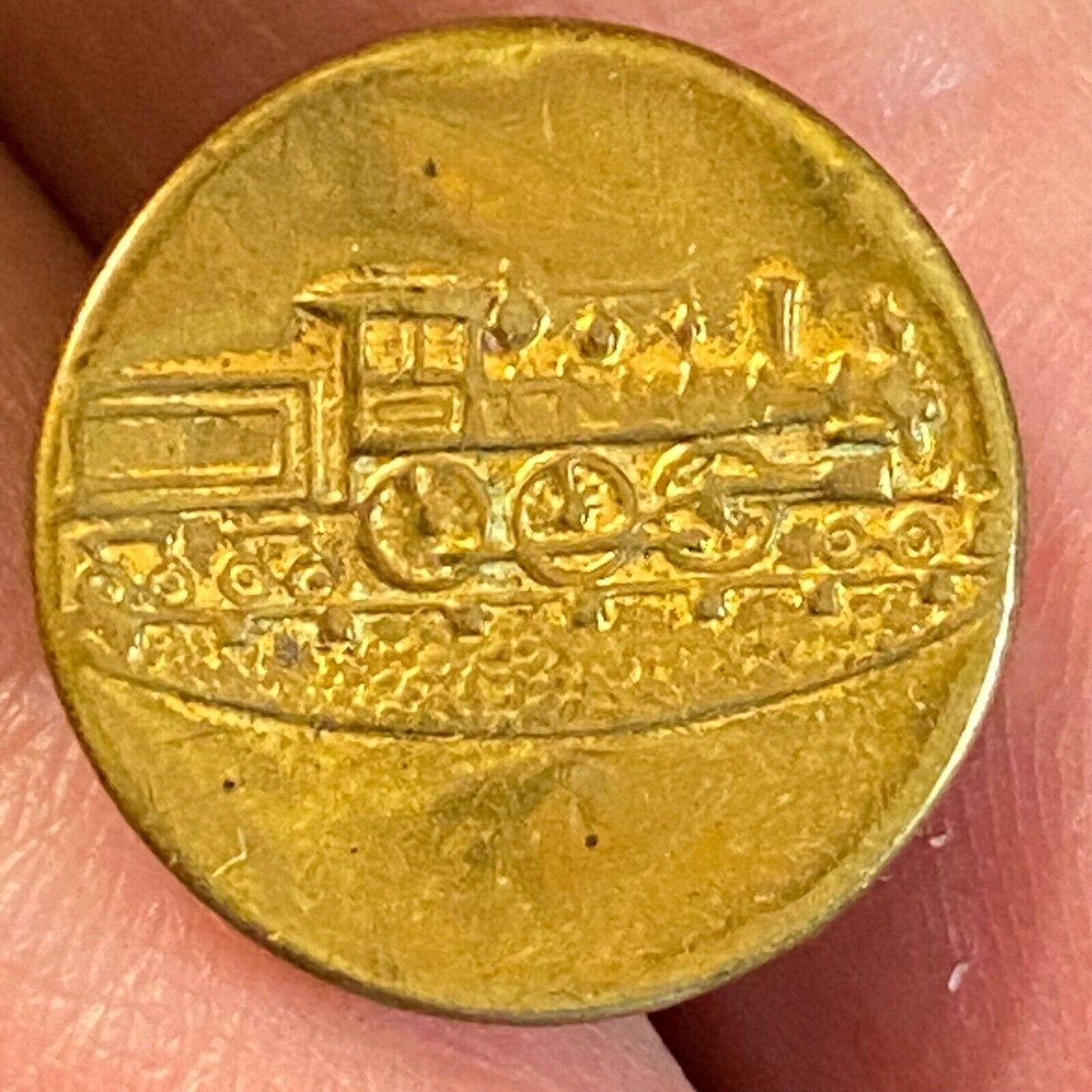 Locomotive & Car Pictorial Railroad Uniform Button 15.3mm - Indented