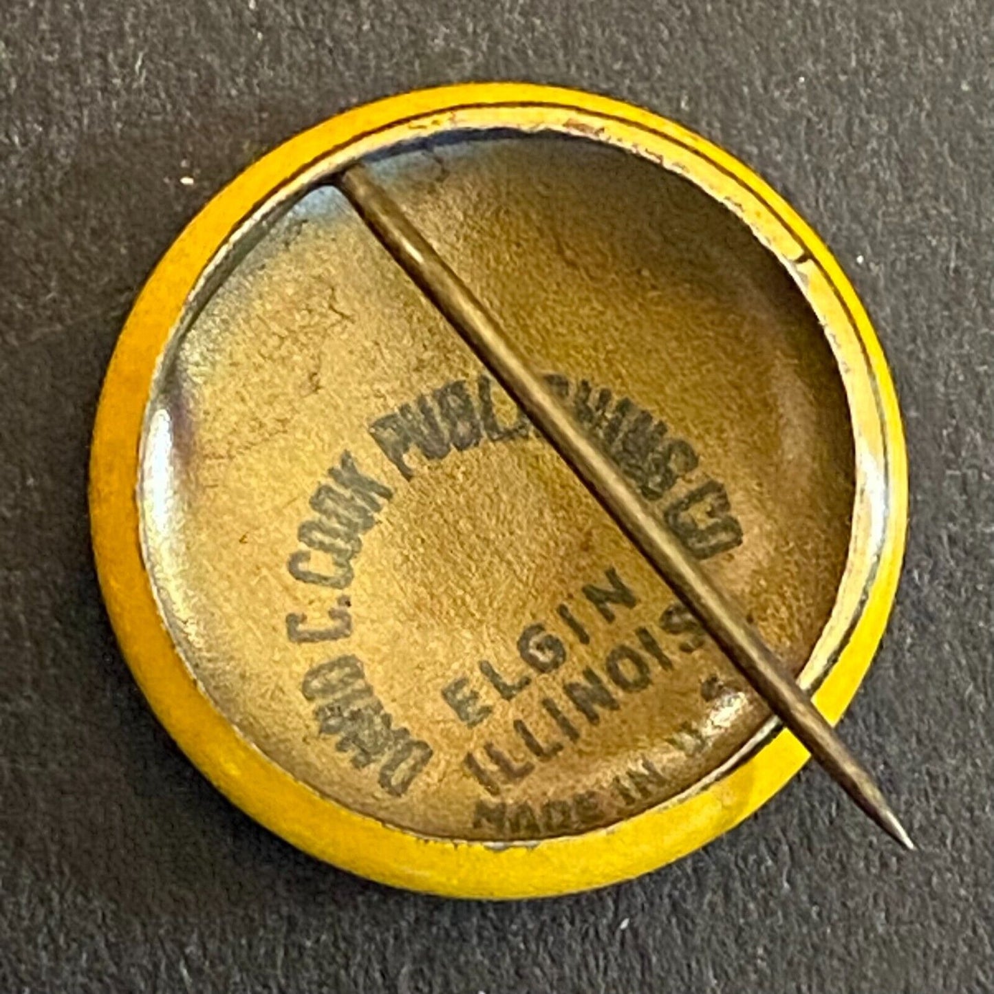 Happy Birthday From The Sunday School Litho Steel Pinback 5/8" c1930's