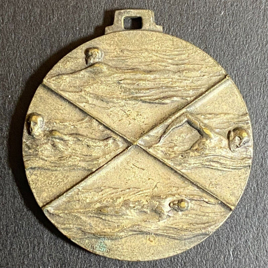 4-Scene Swimming Pendant / Medal "13-14 Yrs" 1977 33mm 16g