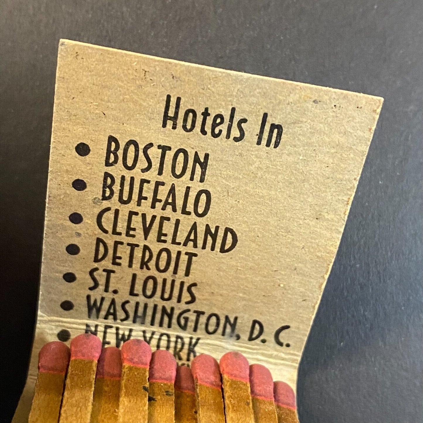 Hotel Statler Major Cities c1940s Near Full (-2) Matchbook Scarce