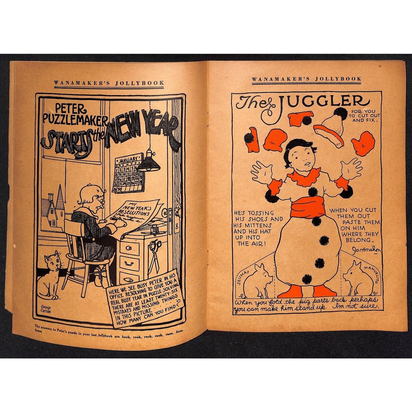 1931 Wanamaker's "Jollybook for Boys and Girls" Stories Cutouts 32pp Scarce