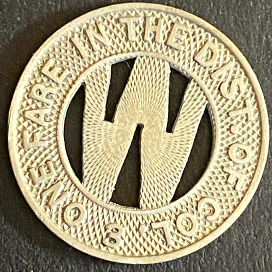 Capital Transit Co. G/F Wash, DC "One Fare in the Dist. 3" Token 16mm (#1)