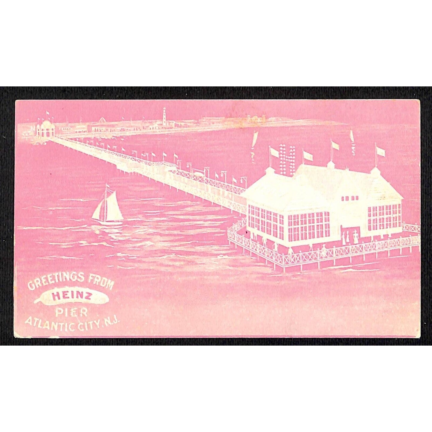 "Greetings From Heinz Pier" Advertising Postcard Embossed PMC NP c1907 Scarce