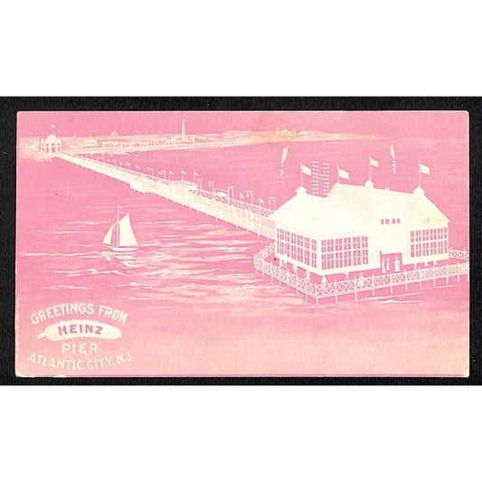 "Greetings From Heinz Pier" Advertising Postcard Embossed PMC NP c1907 Scarce