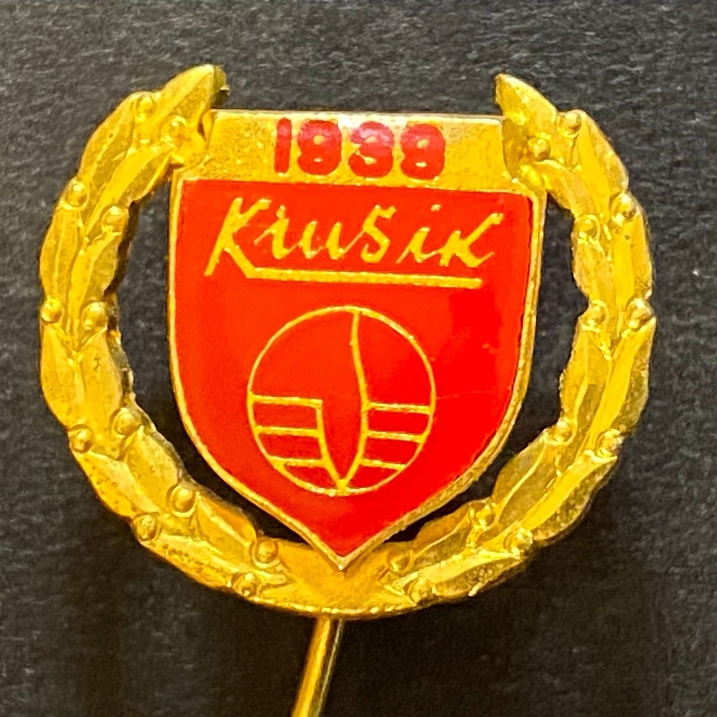 Krusik 1939 Ammunition Valjevo Serbia Vintage Enameled Lapel Stick Hat Pin
