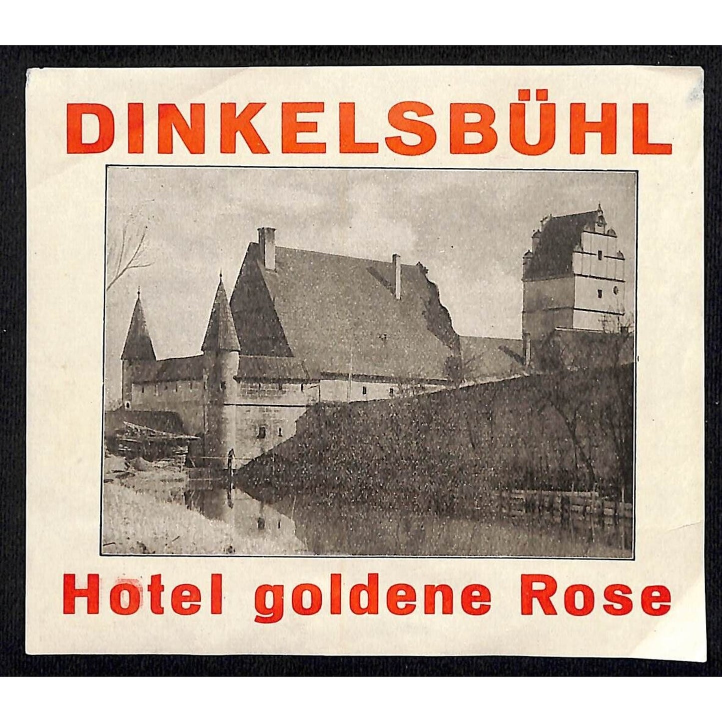 Hotel Goldene Rose Dinkelsbuhl Luggage Label Original 1930's-40's ? Scarce