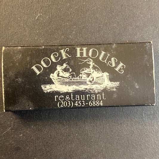 Dock House Restaurant Guilford, CT Cow Lobster Boat Vintage Matchbox Scarce VGC
