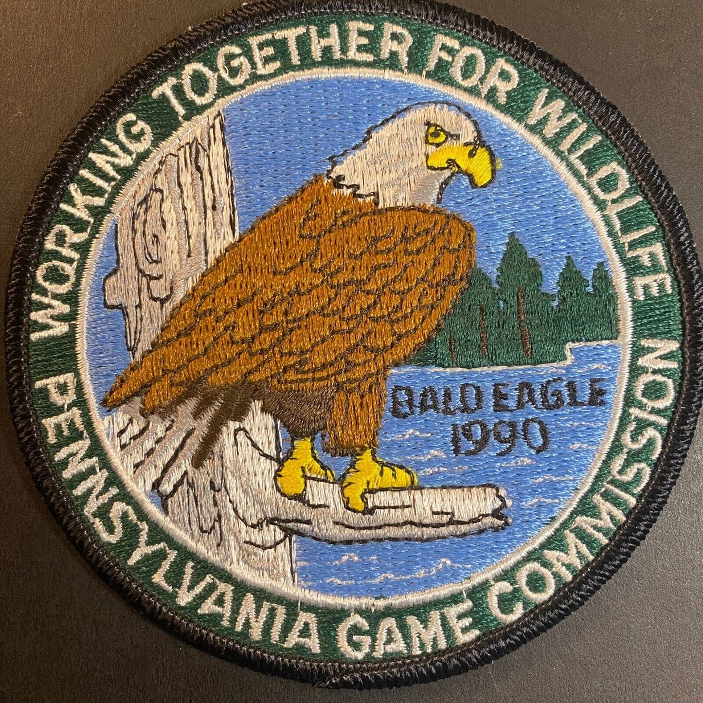 PA Game Commission Bald Eagle 1990 Wildlife Embroidered Patch 4" NOS VGC