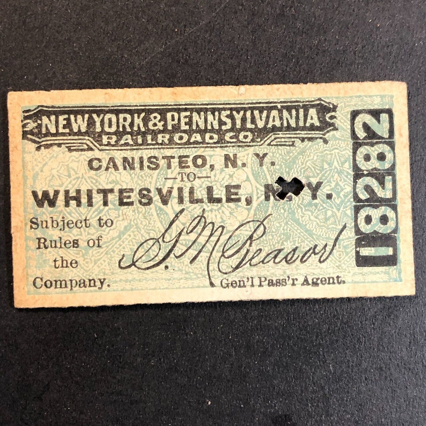 New York & Pennsylvania Railroad July 26 1917 Whitesville, NY Ticket #18282