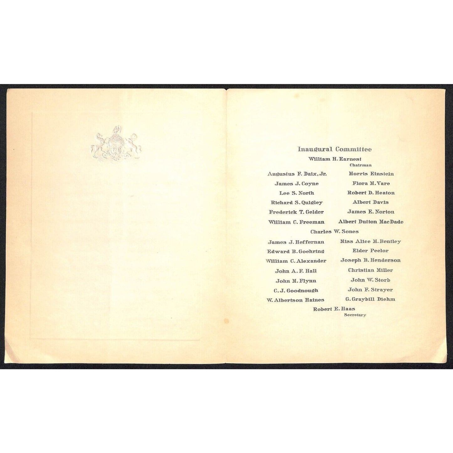 John S. Fisher 1927 Governor of Pennsylvania Inauguration Invitation - Scarce