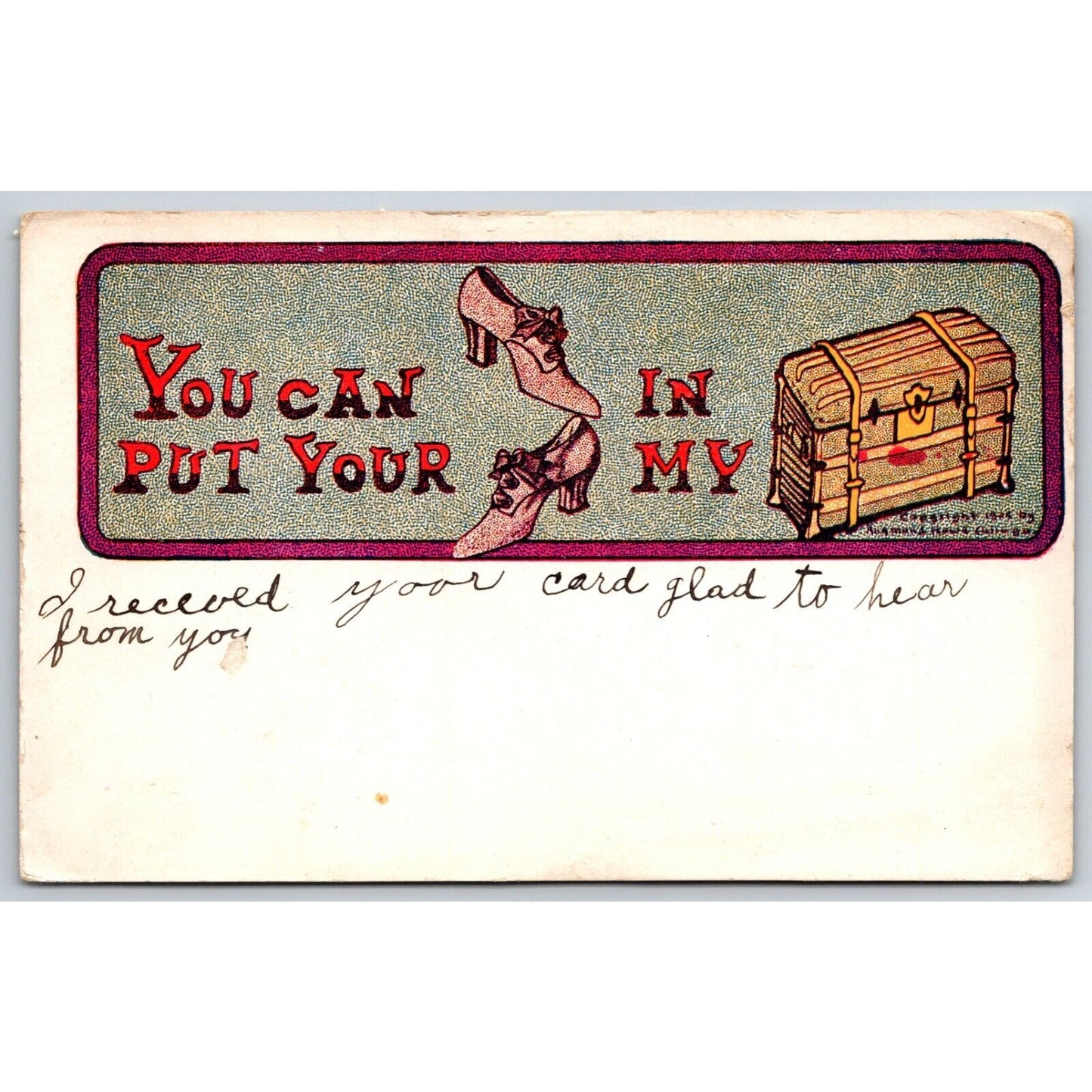 Funny Comic Cartoon Postcard "You Can Put Your Shoes in My Truck" NP c1906