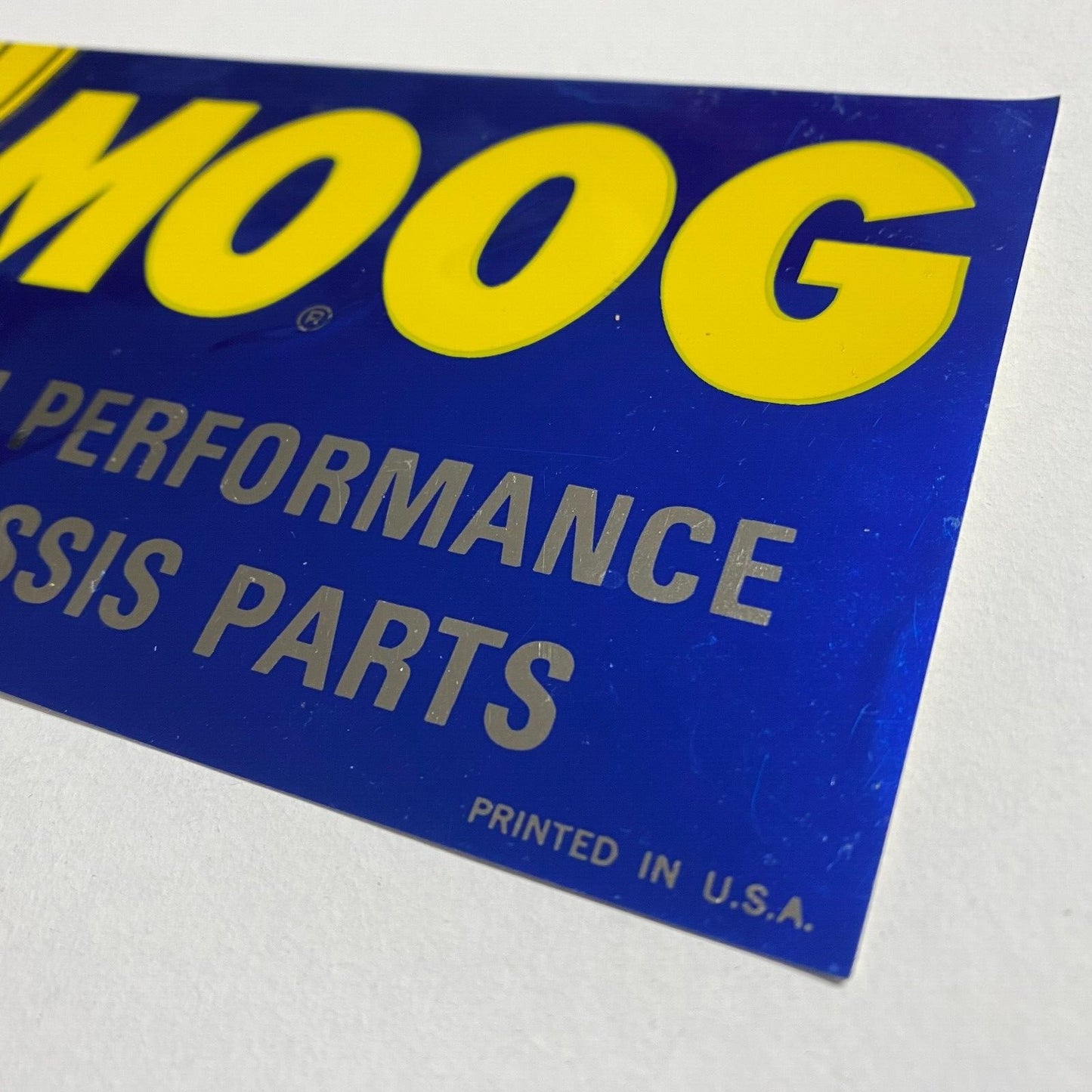 Moog High Performance Chassis Original Sticker Blue Yellow & Mylar c1980's