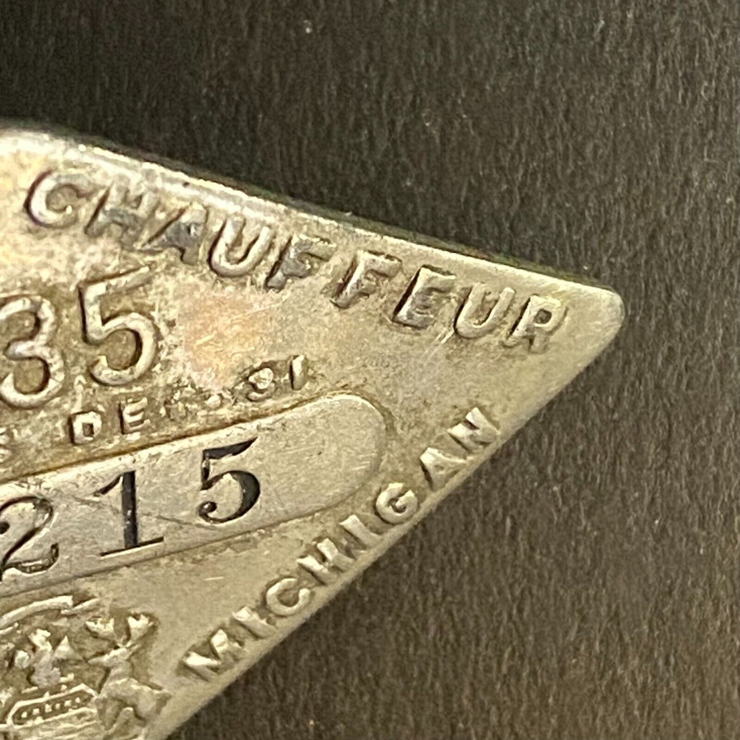 1935 Michigan Licensed Registered Chauffeur Badge Metal Pin Back Driver #34215