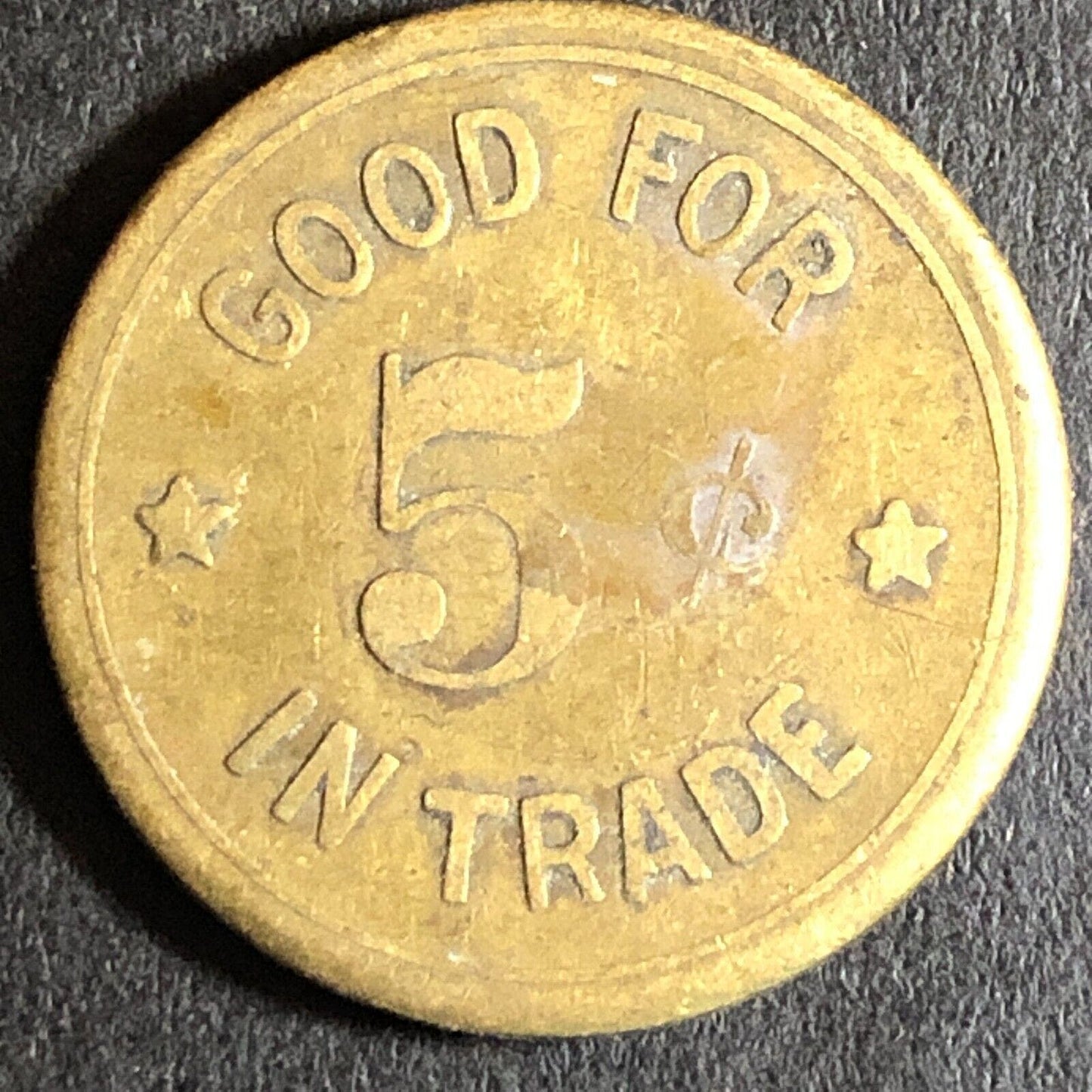 G/F 5c C.S.D. Charles Dunlap Cigars Woodland CA c1920's 21mm Trade Token Brass
