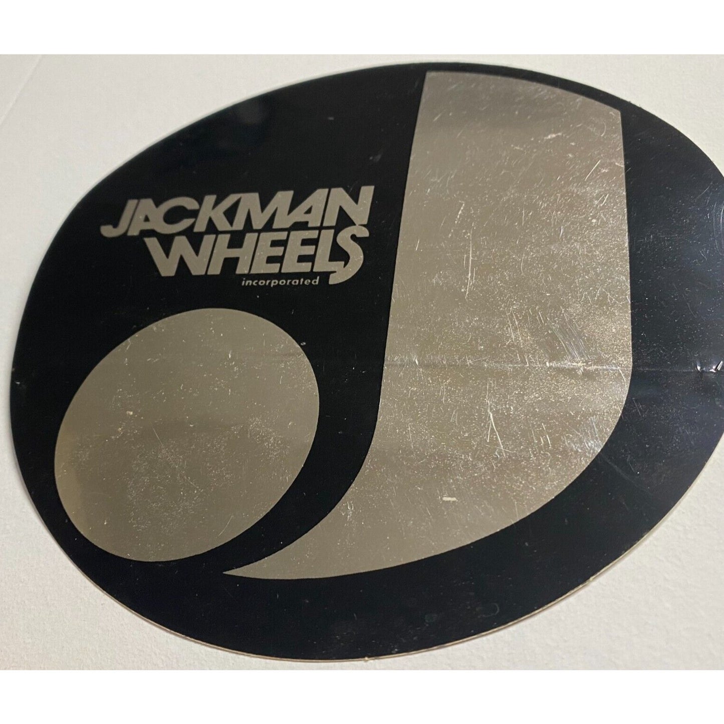 Jackman Wheels Performance 6" Round Original Sticker Black & Mylar c1980's (#2)
