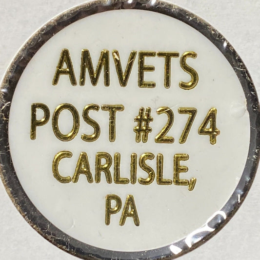 Carlisle, PA AMVETS Post 274 Plastic Drink Token G/F "Soda" Gold Text on White