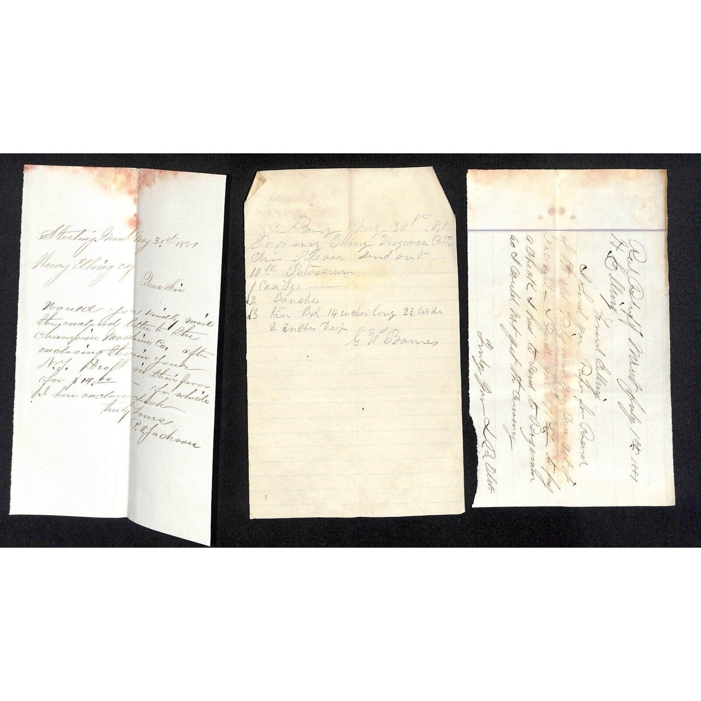 Henry Elling* Montana Group of 21 Mostly c1881 ALS & Notes to Henry Elling VGC