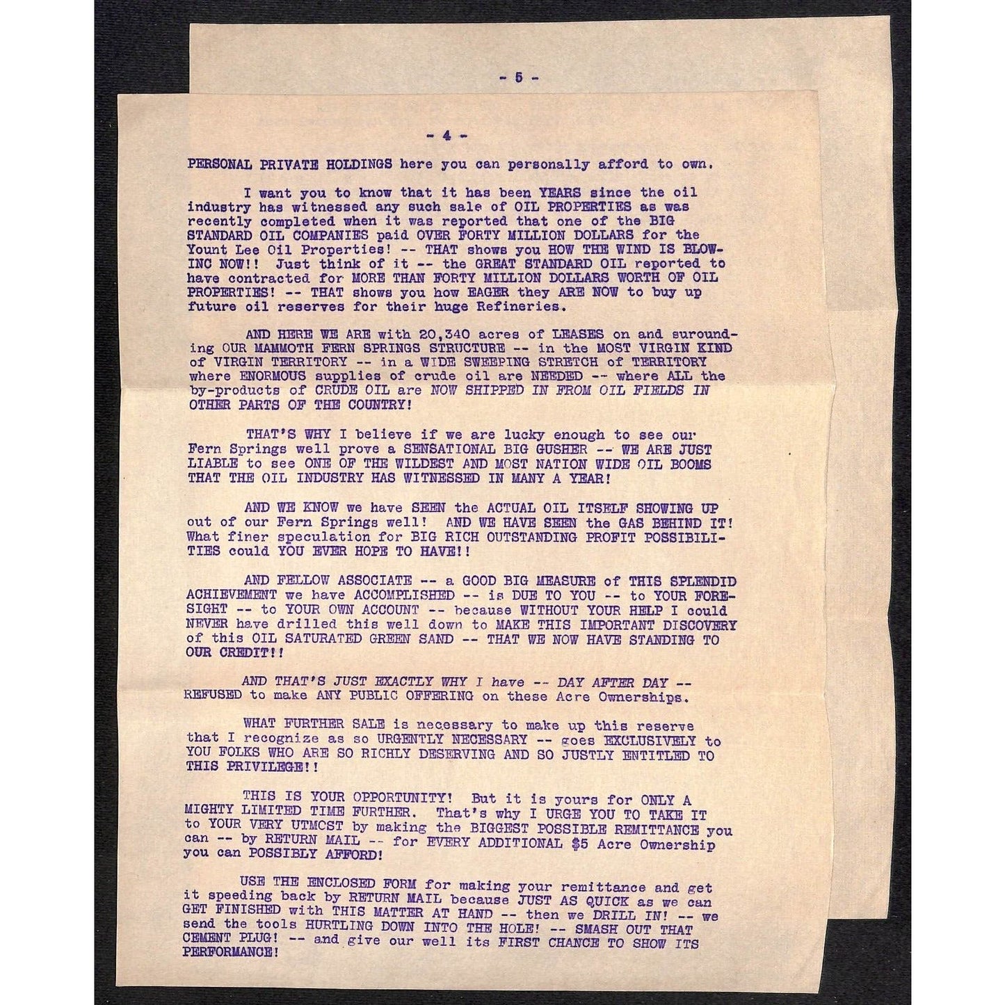 Jack R. Vale Louisville, MS 1935 Oil Investment Scheme ? Promotion Letter 5pp