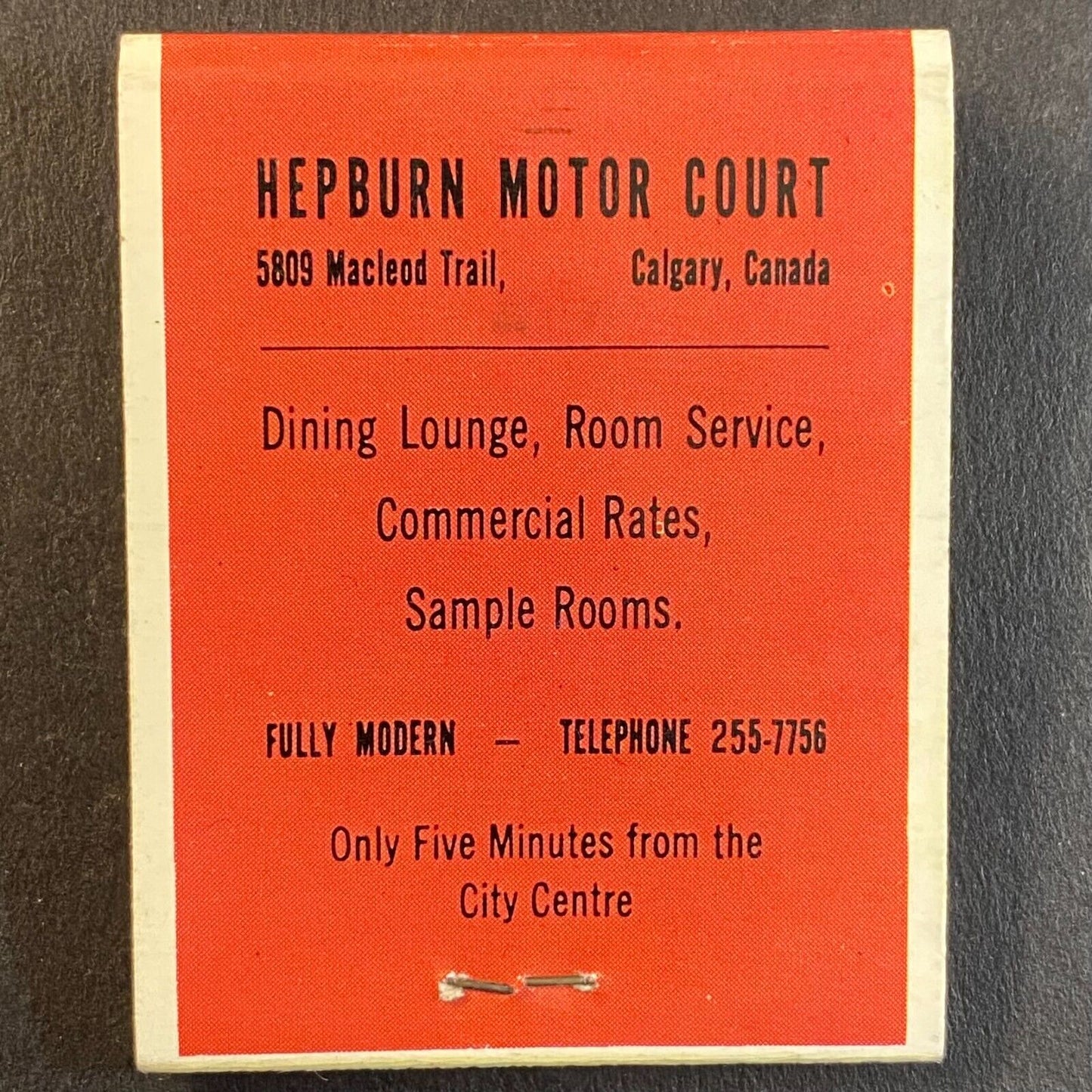 Hepburn Motor Court Calgary, Canada Full Matchbook c1960's-73 VGC