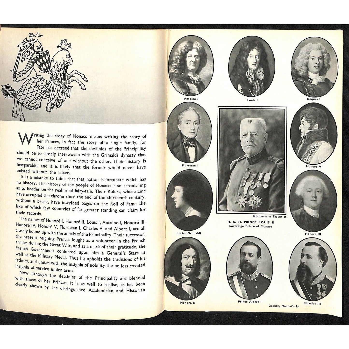 c1930's "Principauté de Monaco" Travel Brochure 32pp + Fold-Out Centerfold Pages