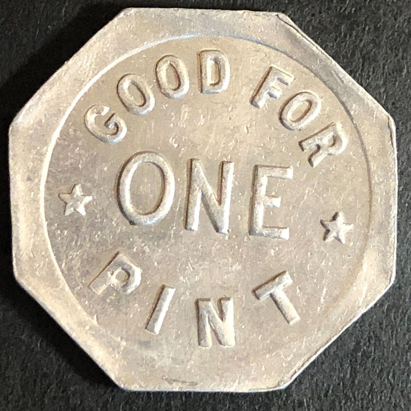 Home Dairy Marysville, CA Alum Hex Trade Token G/F One Pint - 25.6mm c1920's-40