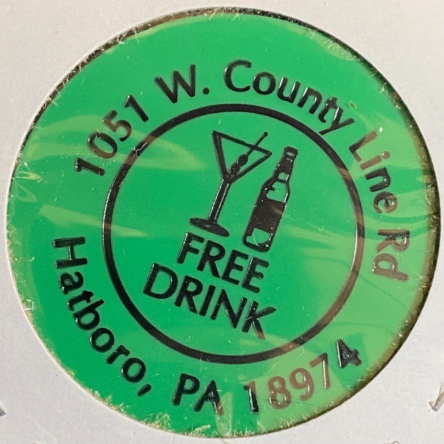 Hatboro, PA Harrigan's Pub c2006 Plastic "Free Drink" Token Green