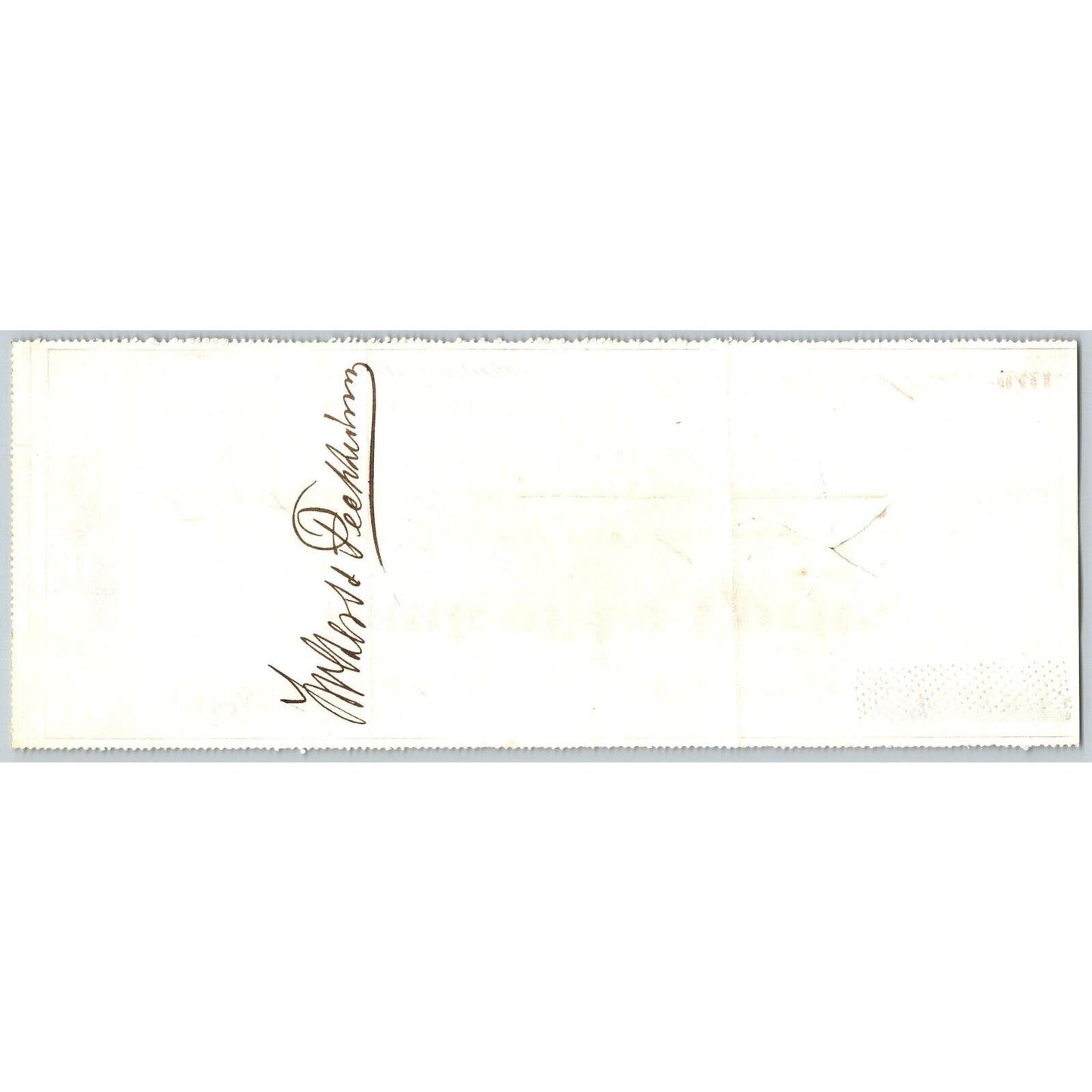 Bank of La Porte Check Wolters & Fee?? 1878 Mining Vignette RN-G1 Rev Stamp 4382