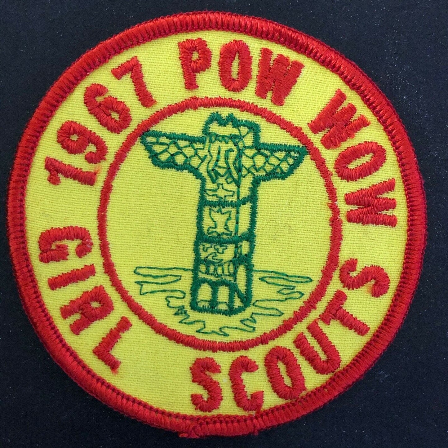1967 NOS Machine Stitched Embroidered Patch - Girl Scouts Pow Wow - Totem