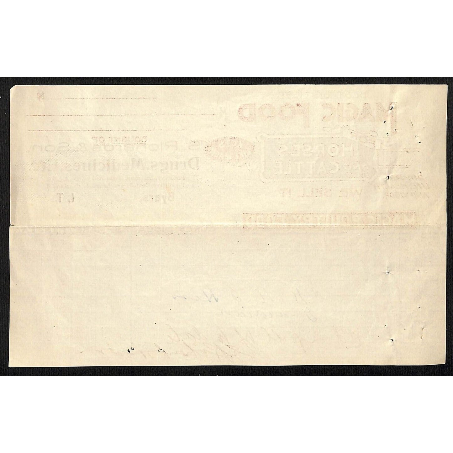 1905 S. Richards & Son Magic Food Horses Byars, OK Indian Territory Billhead