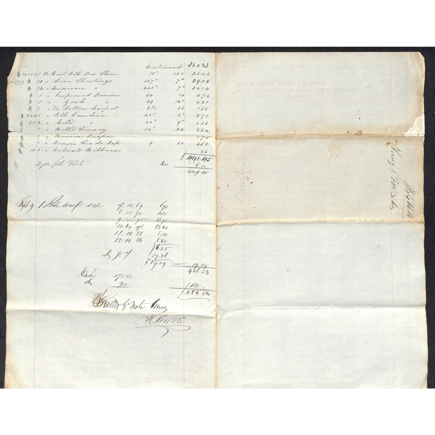 c1844 Jabez Knowlton* Newburgh, ME Henry Poor & Co. Dry Goods Boston Billhead