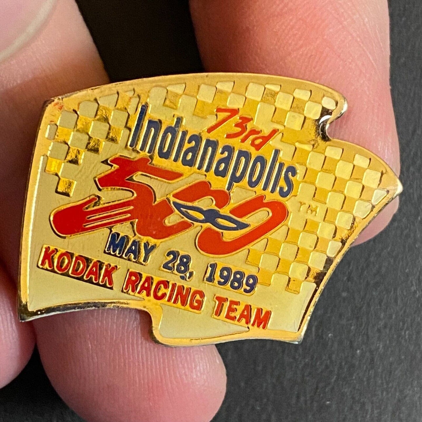 Kodak Racing Team 1989 Indianapolis 500 Enameled Lapel Pin 21mm x 29mm VGC