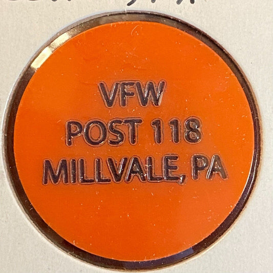 Millvale, PA VFW Post 118 c1980's Plastic Token "Draft Beer"