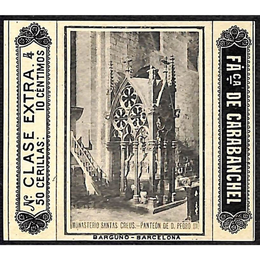 Monastery Santas Creus - de Carabanchel Barcelona c1920's Matchbox Label VGC