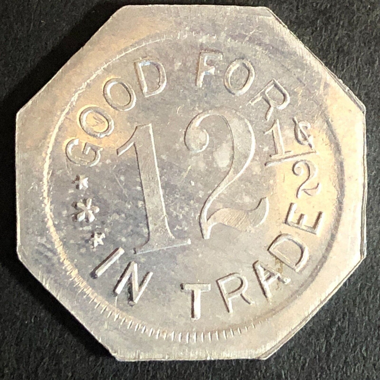 Duncan and Denman Livermore CA Cigars? Trade Token Alum G/F 12 1/2¢ 25mm