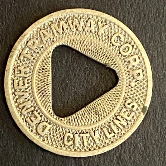 Denver Tramway Corp City Lines G/F One City Fare Transit Token 16mm