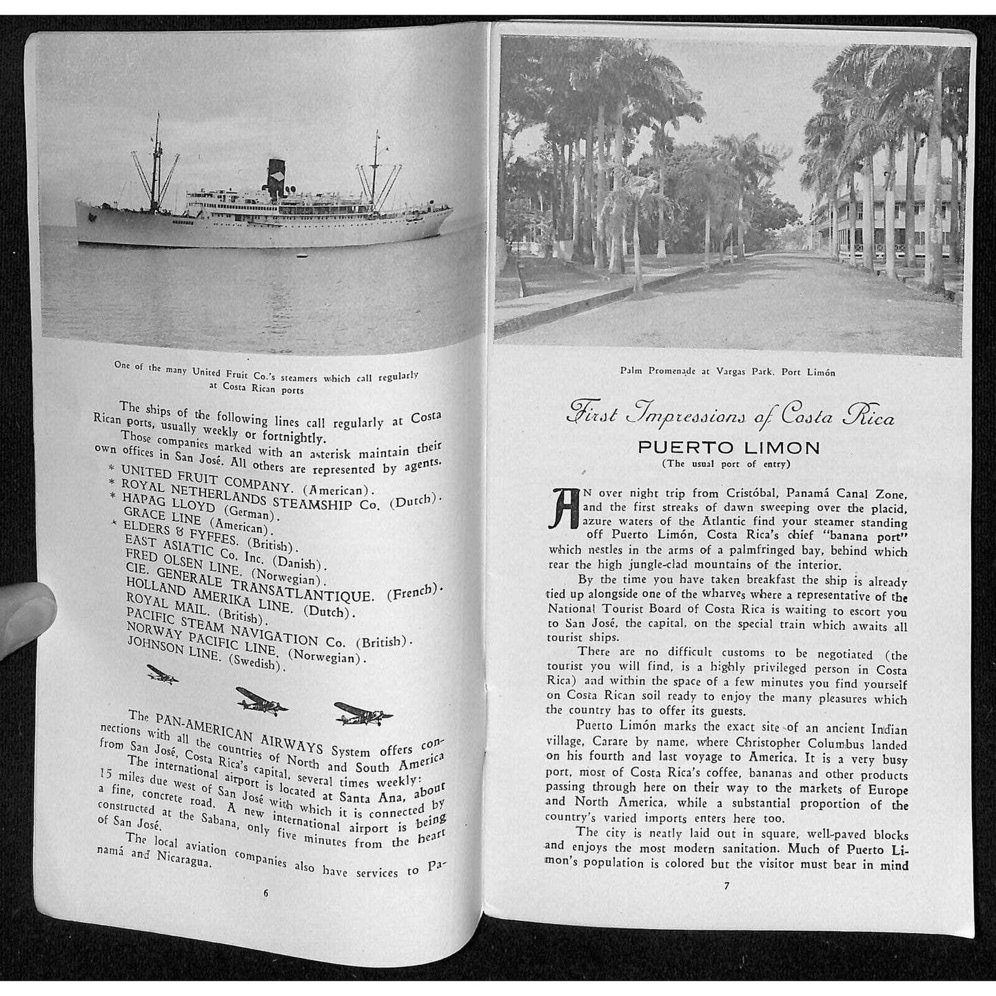 "Sightseeing in Costa-Rica" Tour Brochure w/ Tour Info & RR Map July 1939 48pp