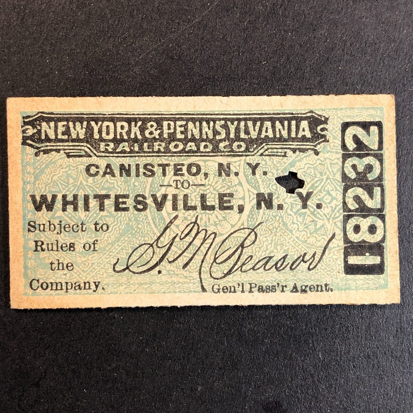 New York & Pennsylvania Railroad July 9 1917 Whitesville, NY Ticket #18232