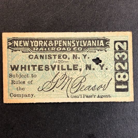 New York & Pennsylvania Railroad July 9 1917 Whitesville, NY Ticket #18232