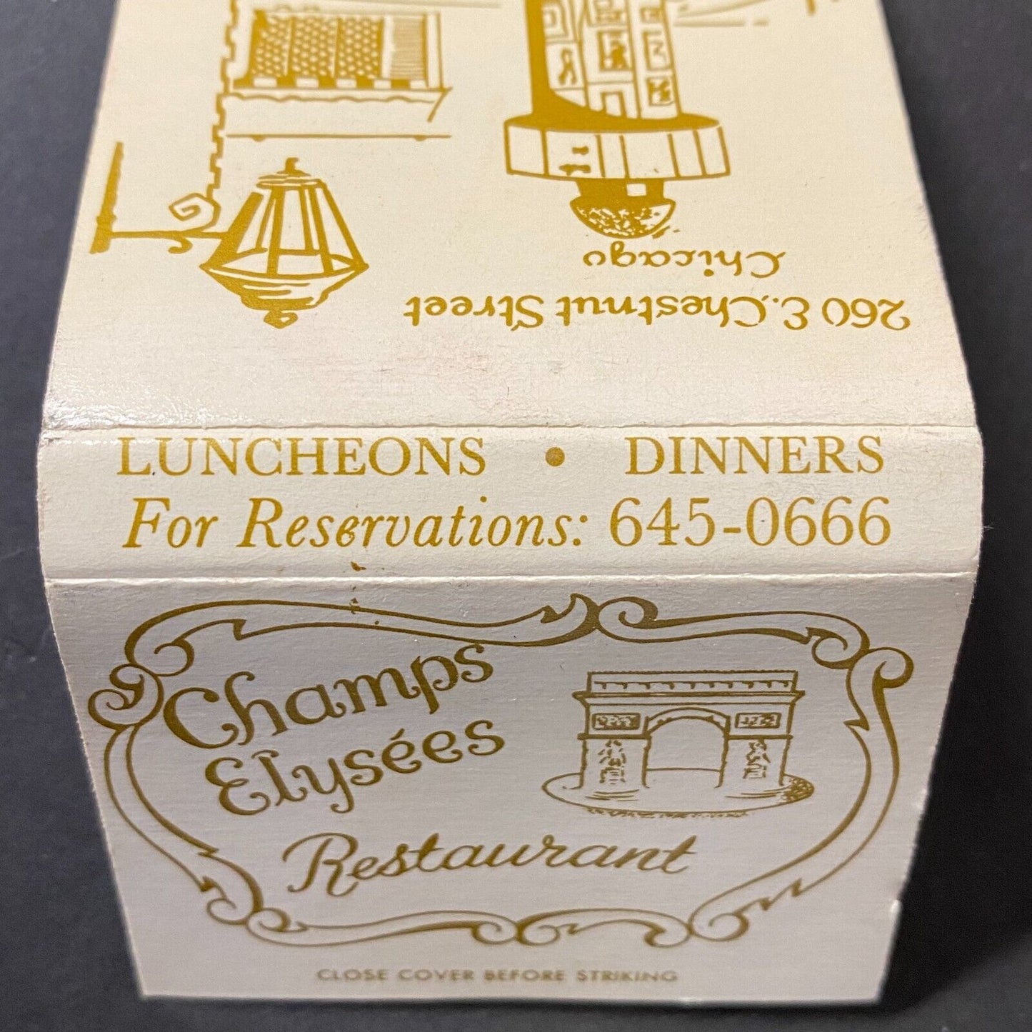 Champs Elysees Restaurant Chicago Full Matchbook c1967-74 Scarce