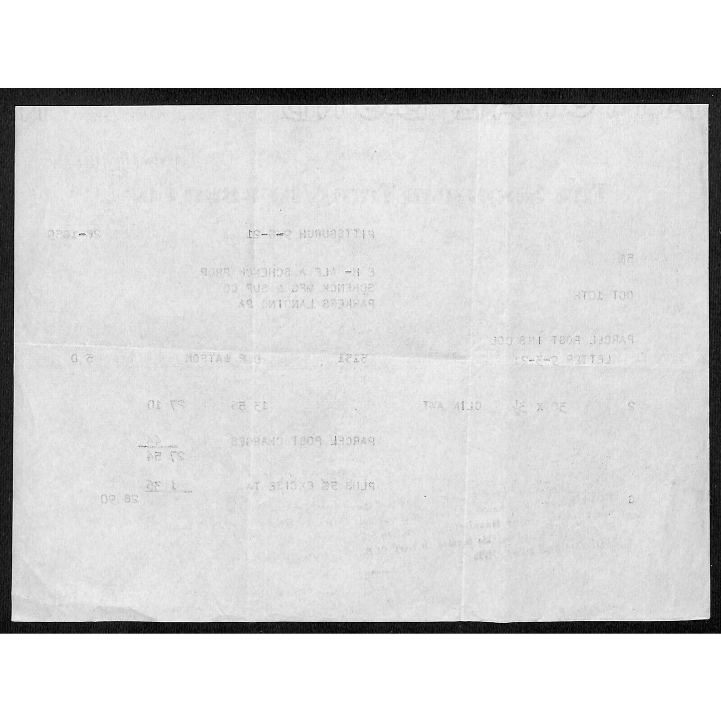 Goodyear Tire & Rubber Co Schenck Mfg Parkers Landing, PA 9/3 1921 Billhead