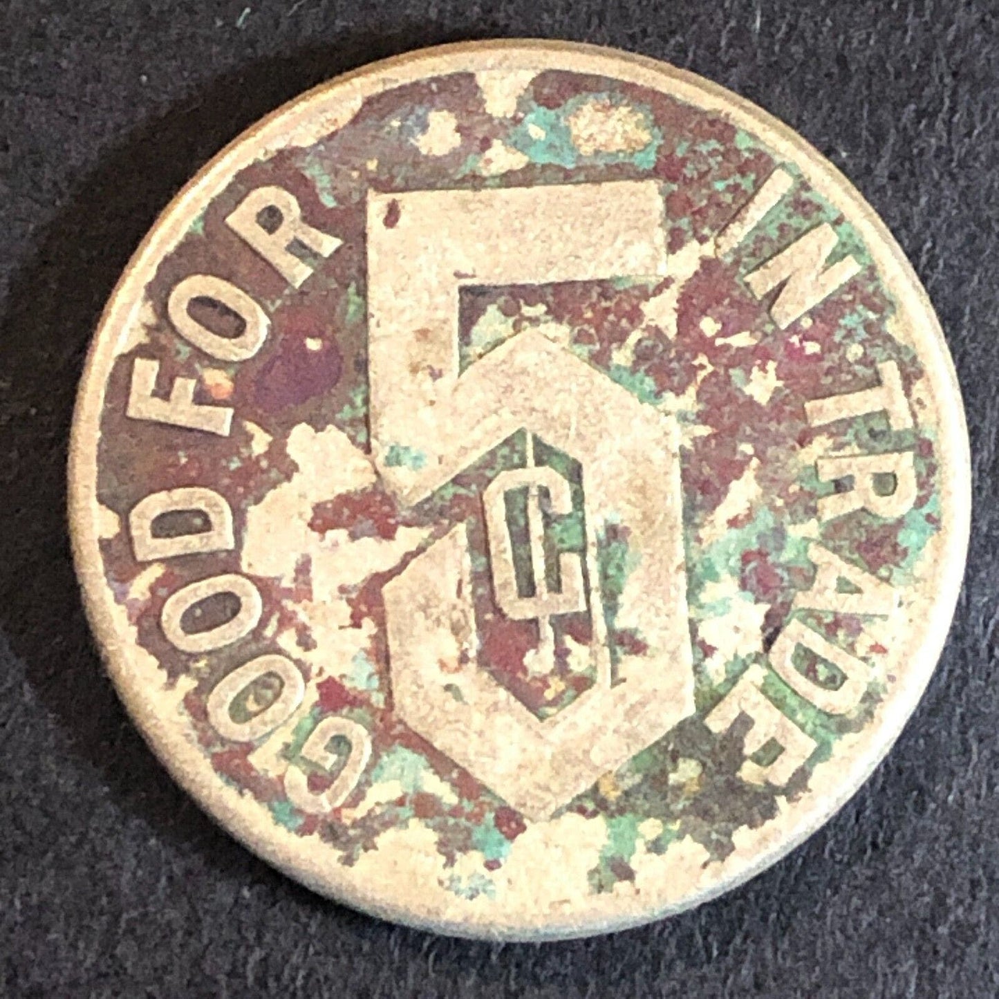 A.S. Barr's Cigar Store Yuba City CA G/F 5c Trade Token 21mm c1900-1914 Scarce