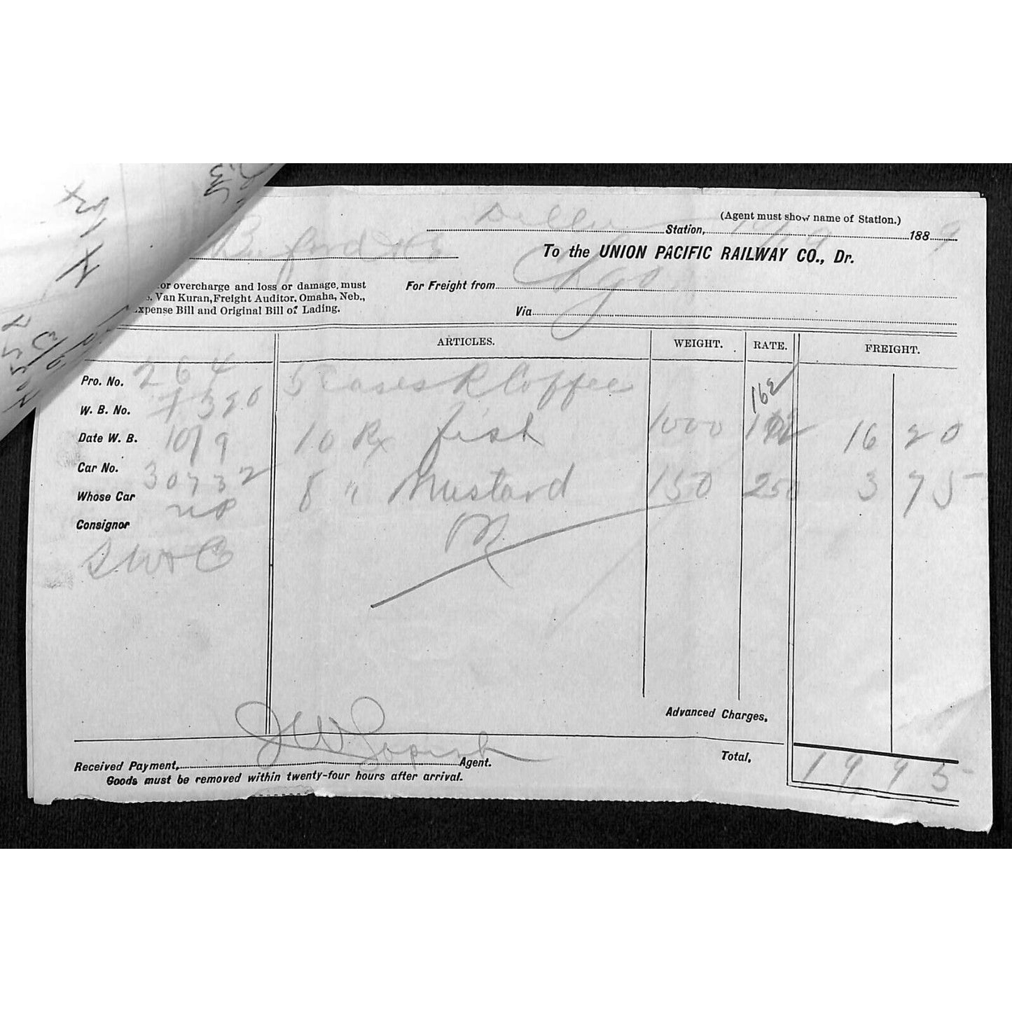 Dillon, MT Sebree, Ferris & White Buford* 5 pcs. 1889 Waybill, Receipt + R.R.