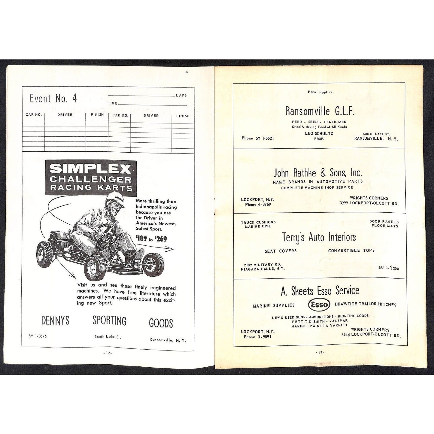 Ransomville Speedway 1960 Stock Car Auto Racing Program 24pp* Slowpokes Scarce
