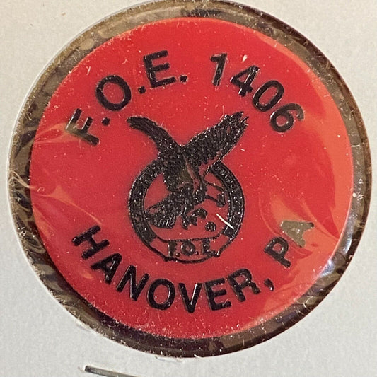 Hanover, PA F.O.E. 1406 c1970's-80's Plastic "Good For One Soda" Token Eagle