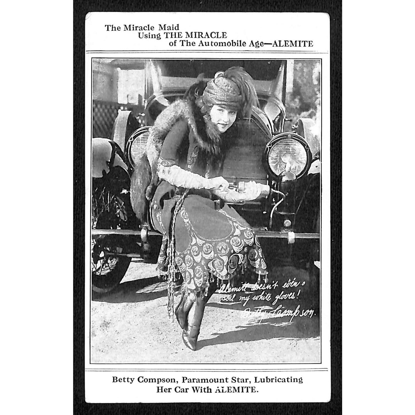 Alemite System Automotive Lubricant Betty Compson Paramount Postcard c1920's