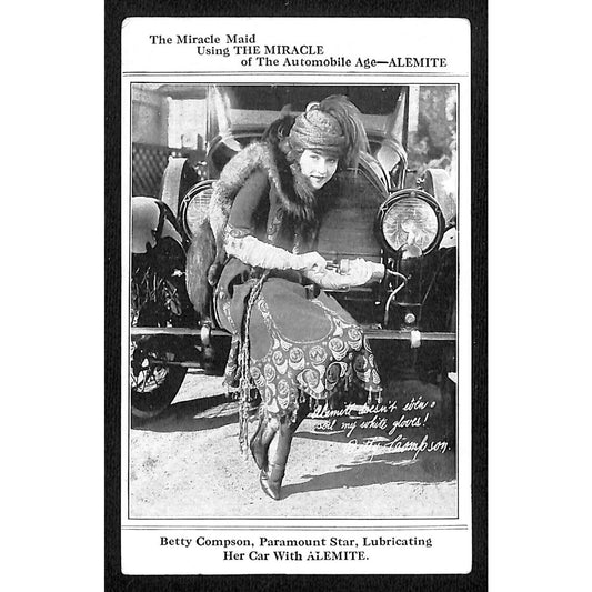 Alemite System Automotive Lubricant Betty Compson Paramount Postcard c1920's