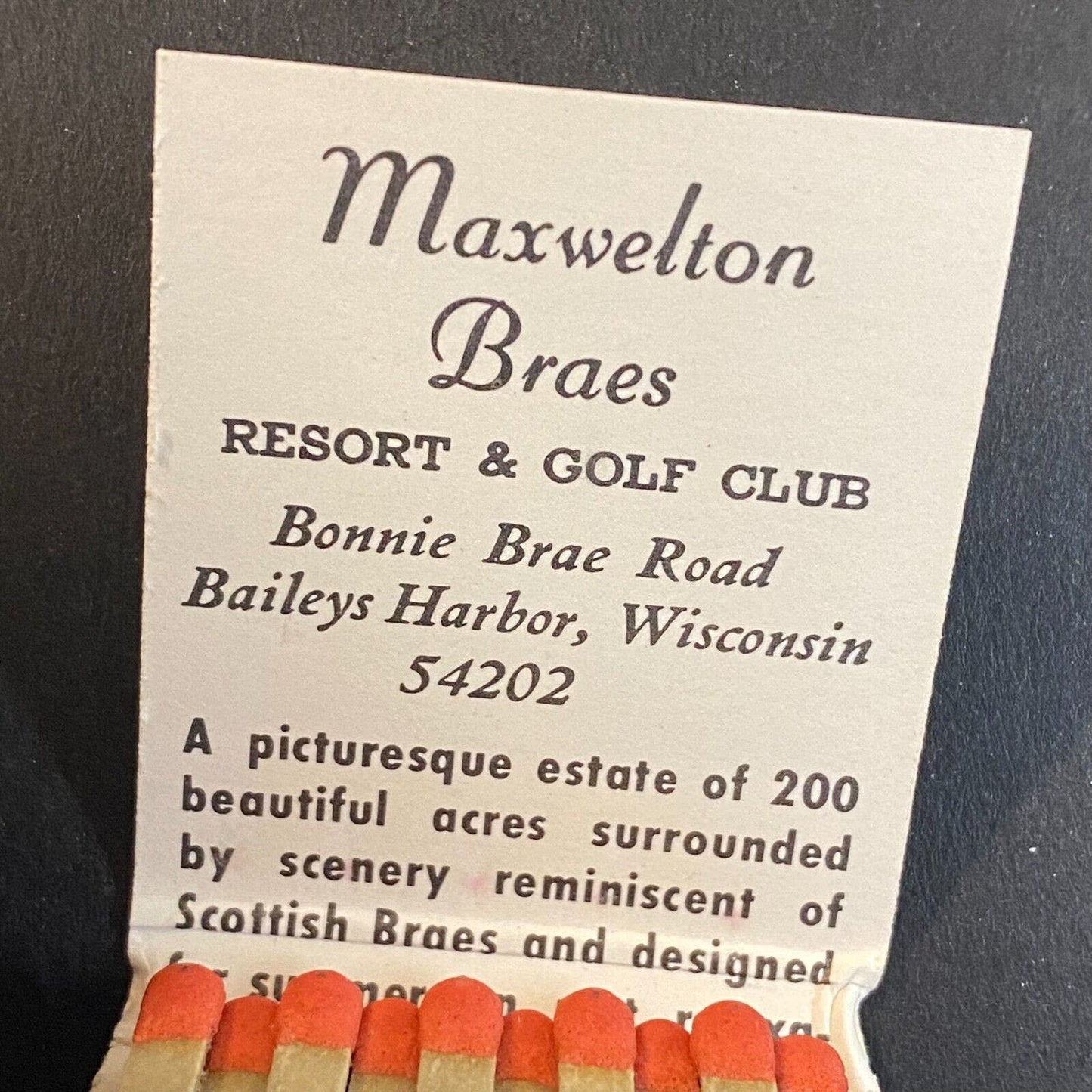 Maxwelton Braes Resort & Golf Club Baileys Harbor, WI c1966-73 Full Matchbook