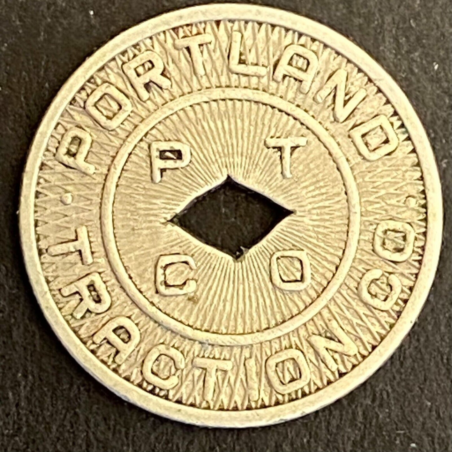 Portland Traction Co G/F One Fare Transit Token 16mm (#1)